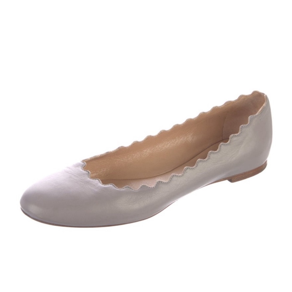Women’s Chloe Lauren Scalloped Leather Ballet Flats Size 12